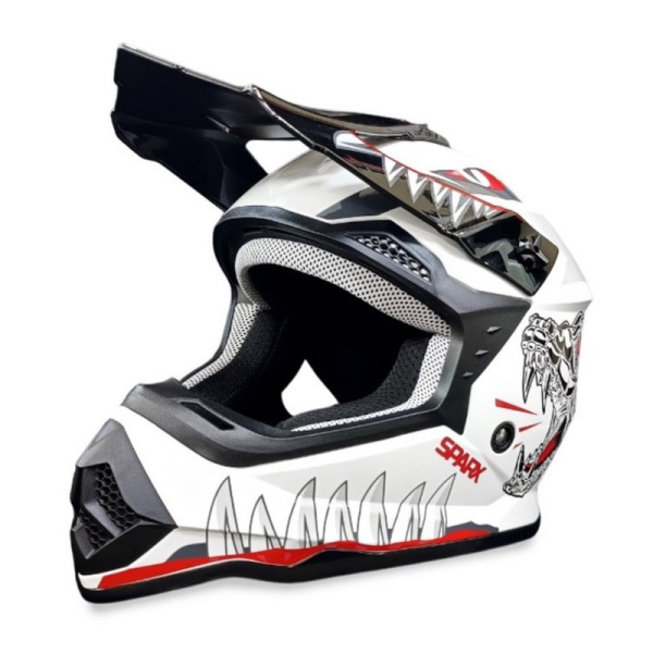 Шлем эндуро SPARX Jet Monster (WS-905) (белый люминесцентный) (Y/XL)